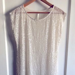 Lauren Conrad Cream Sequin Mini Dress